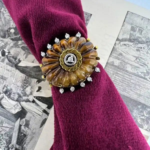 14ct Tigers Eye and Diamond Dress Ring — image 2