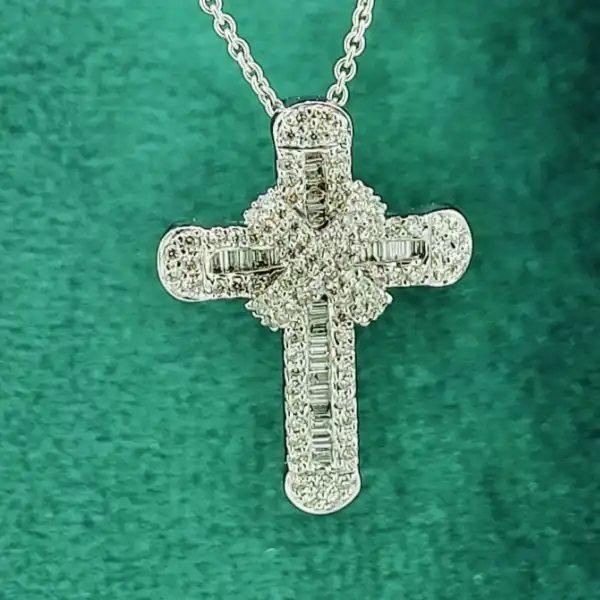 18ct White Gold Diamond Cross — image 2