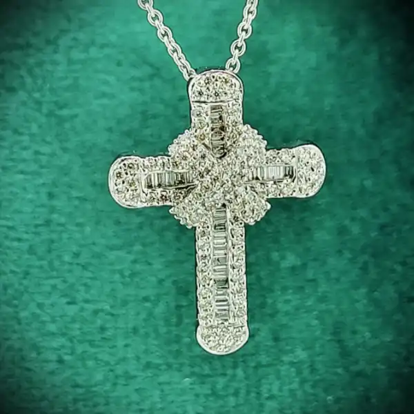 18ct White Gold Diamond Cross