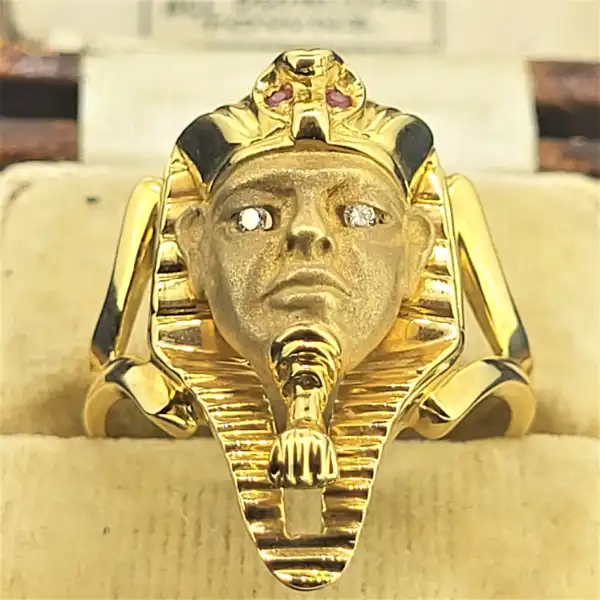 18ct Gold Pharaoh Ring with Rubies and Diamonds — image 3