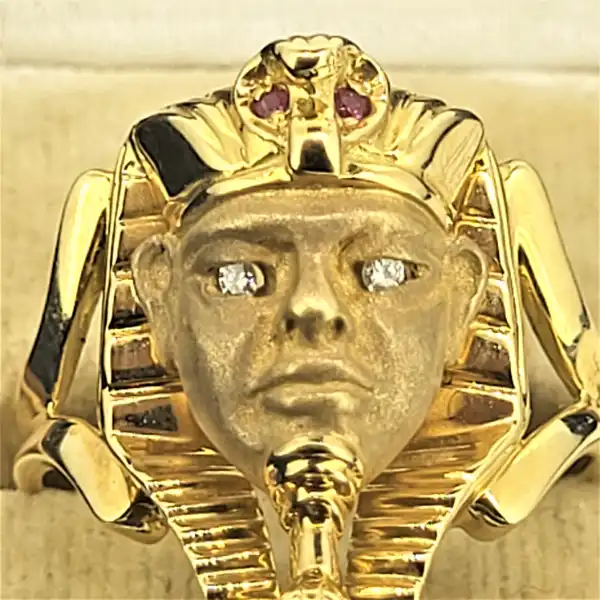 18ct Gold Pharaoh Ring with Rubies and Diamonds — image 4