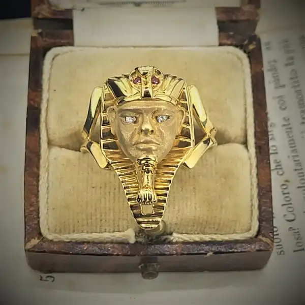 18ct Gold Pharaoh Ring with Rubies and Diamonds