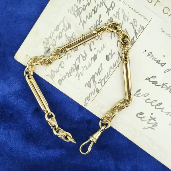 9ct Yellow Gold Fetter Link Albert Bracelet — image 2