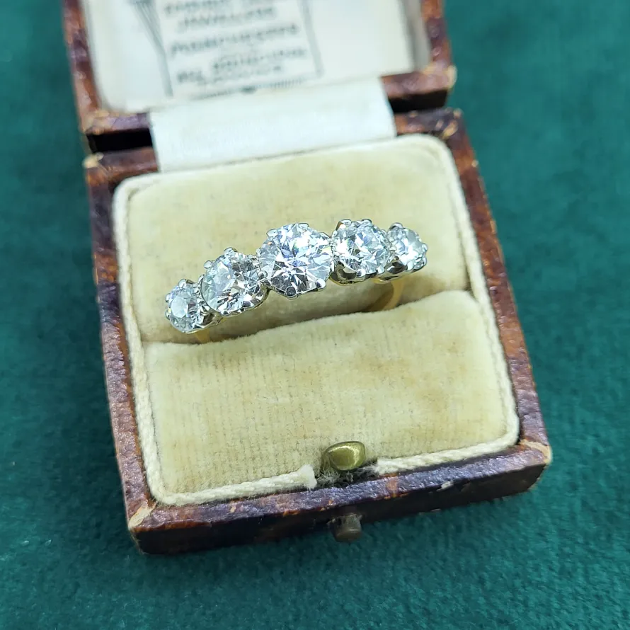 18ct Old European Cut Diamond Five Stone Ring weighing 2.65cts — image 11