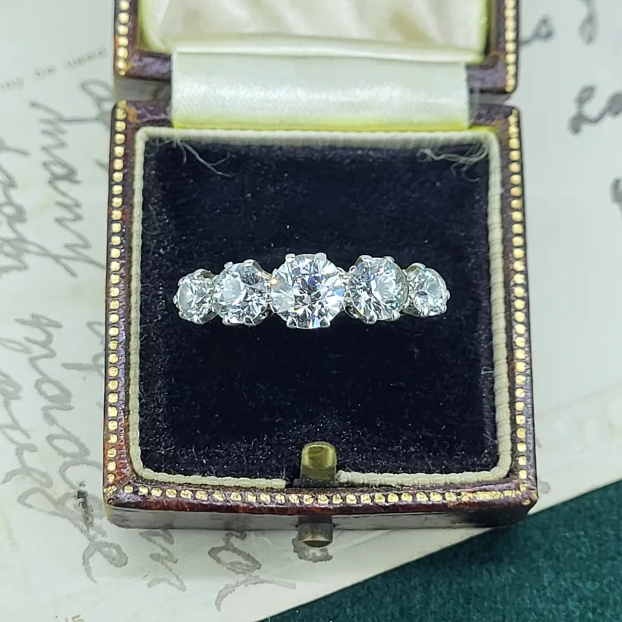 18ct Old European Cut Diamond Five Stone Ring weighing 2.65cts — image 14