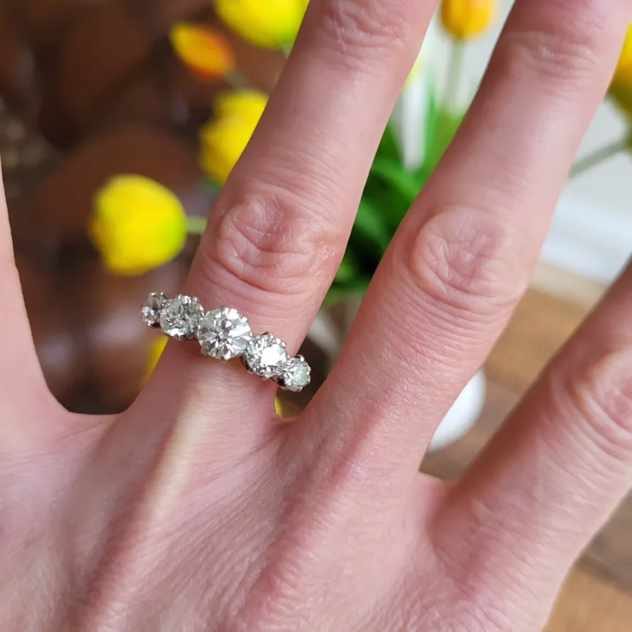 18ct Old European Cut Diamond Five Stone Ring weighing 2.65cts — image 7