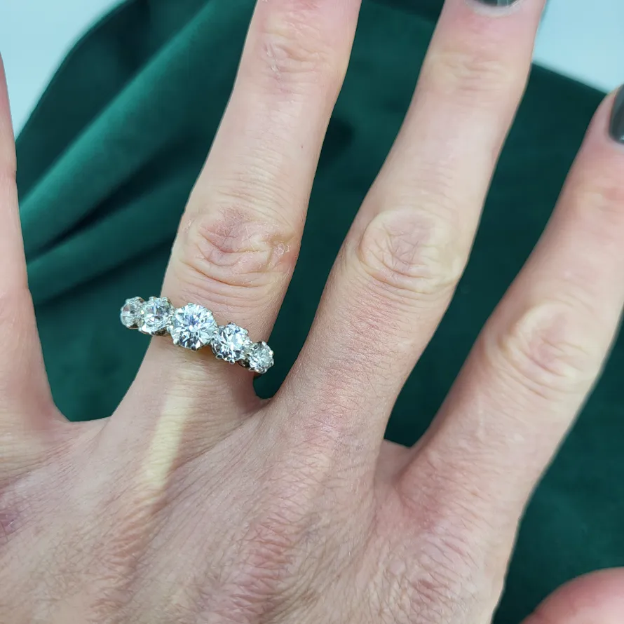 18ct Old European Cut Diamond Five Stone Ring weighing 2.65cts — image 9