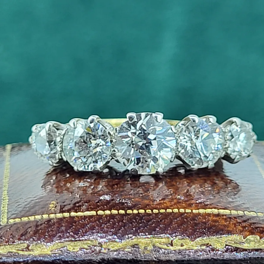 18ct Old European Cut Diamond Five Stone Ring weighing 2.65cts — image 10