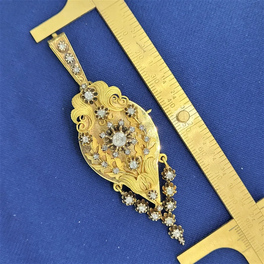 Exquisite Antique Gold Diamond Pendant/Brooch — image 2
