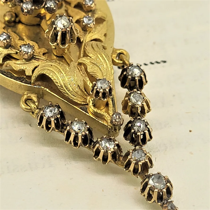Exquisite Antique Gold Diamond Pendant/Brooch — image 5