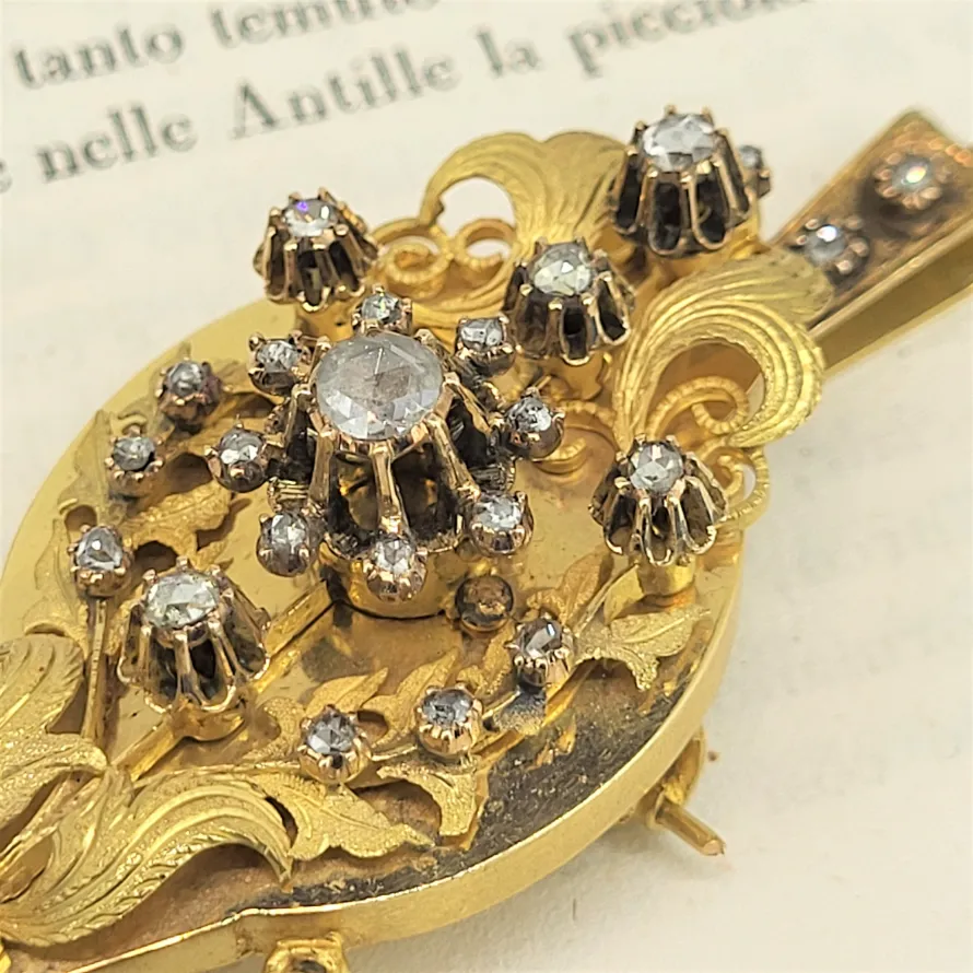 Exquisite Antique Gold Diamond Pendant/Brooch — image 6