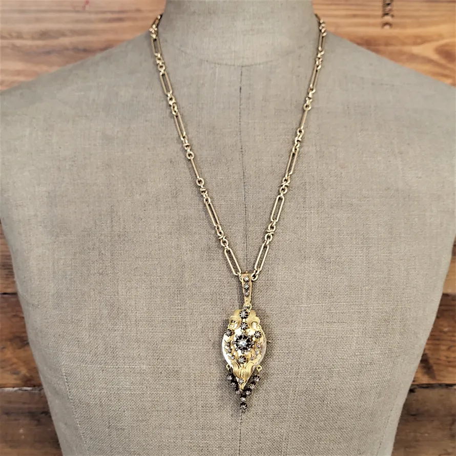 Exquisite Antique Gold Diamond Pendant/Brooch — image 8