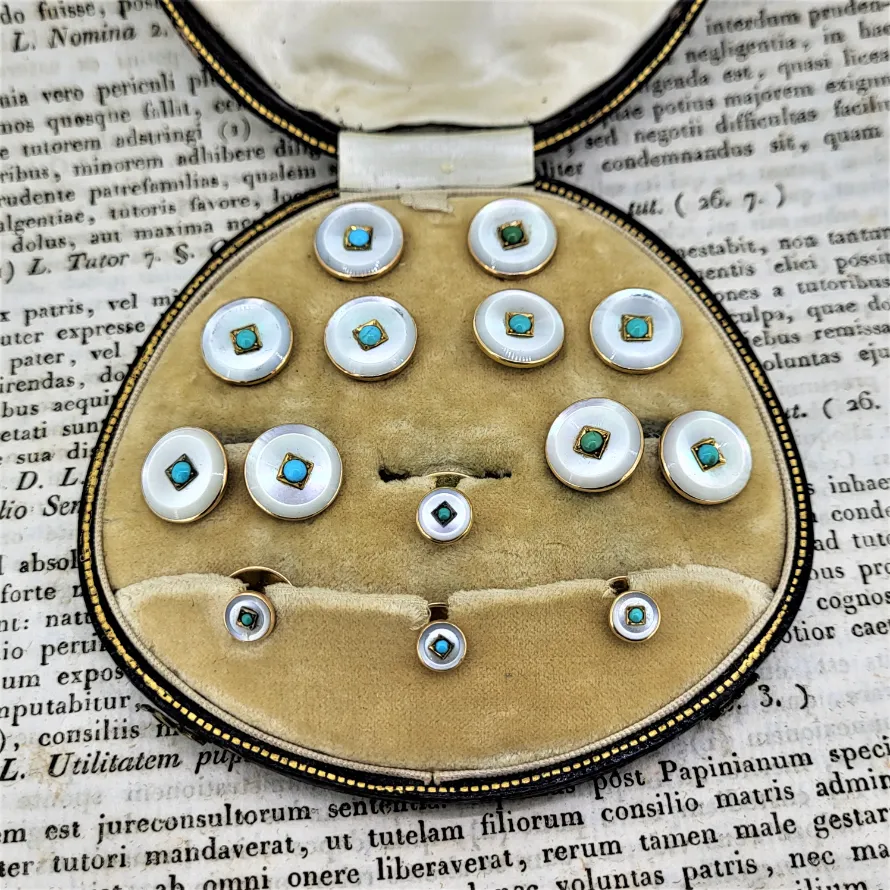 Harvey & Gore Cufflink and Stud Set - Onyx & Turquoise — image 2