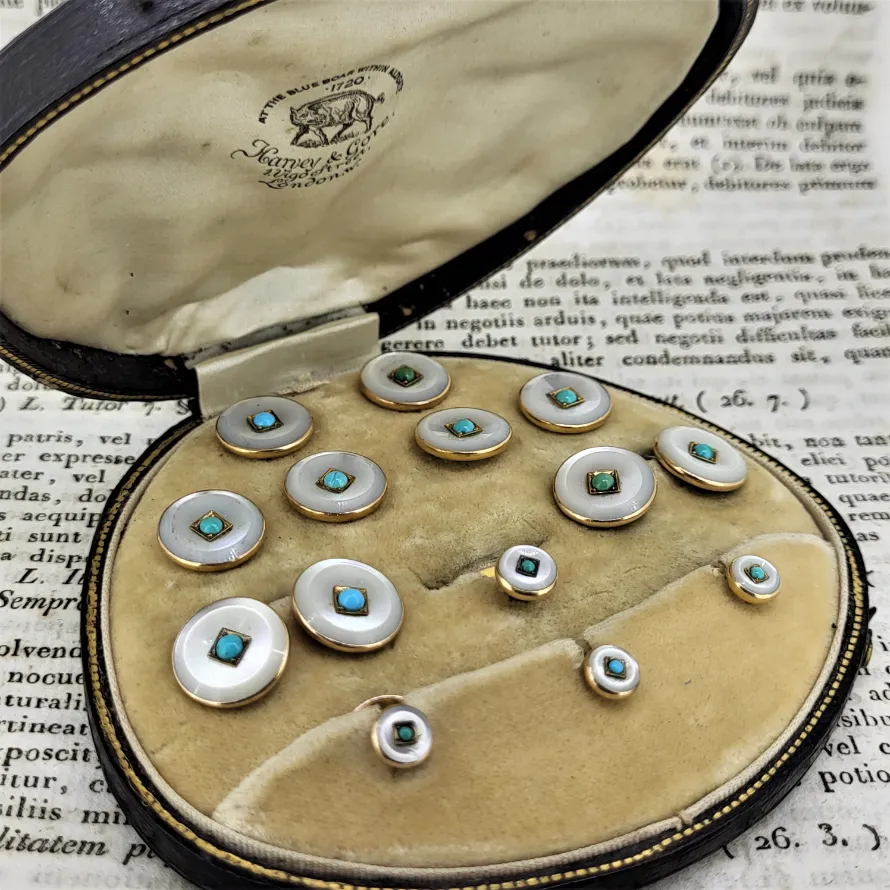 Harvey & Gore Cufflink and Stud Set - Onyx & Turquoise — image 3