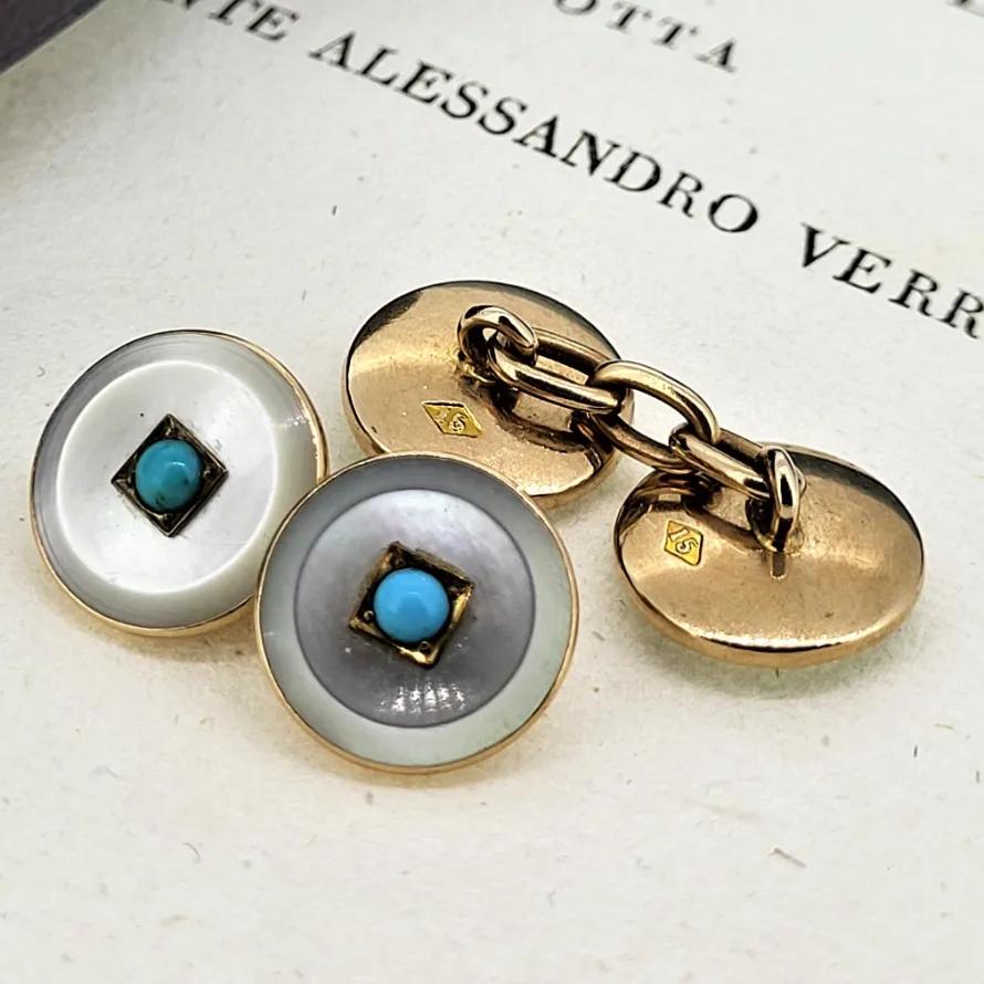 Harvey & Gore Cufflink and Stud Set - Onyx & Turquoise — image 4