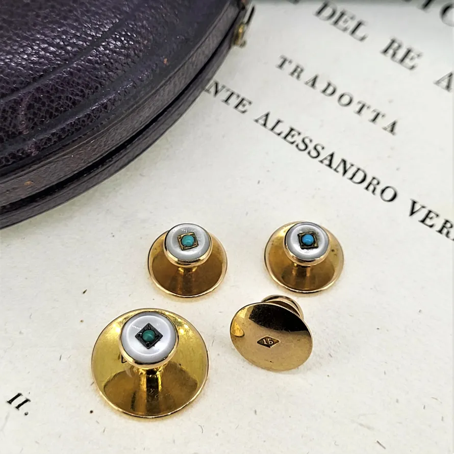 Harvey & Gore Cufflink and Stud Set - Onyx & Turquoise — image 5
