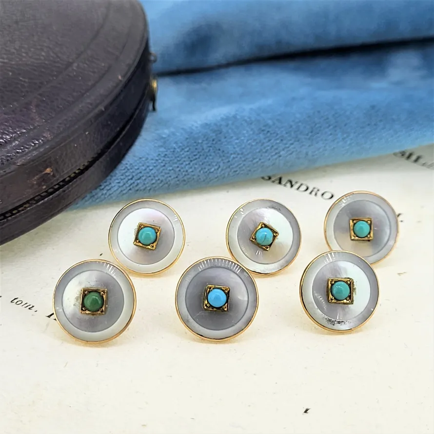 Harvey & Gore Cufflink and Stud Set - Onyx & Turquoise — image 6