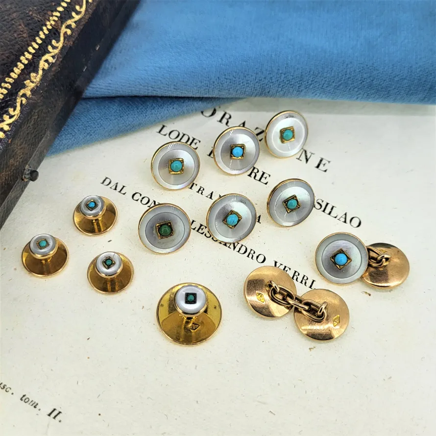 Harvey & Gore Cufflink and Stud Set - Onyx & Turquoise — image 7