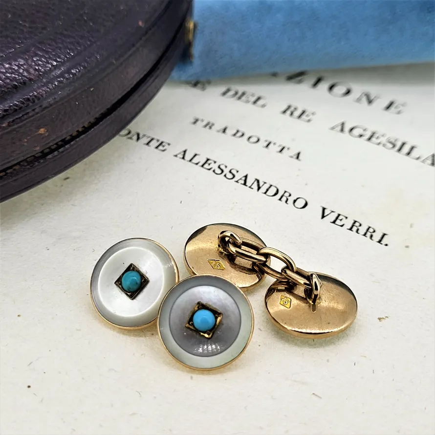 Harvey & Gore Cufflink and Stud Set - Onyx & Turquoise — image 8