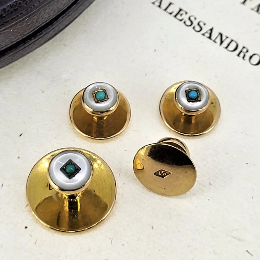 Harvey & Gore Cufflink and Stud Set - Onyx & Turquoise — image 9