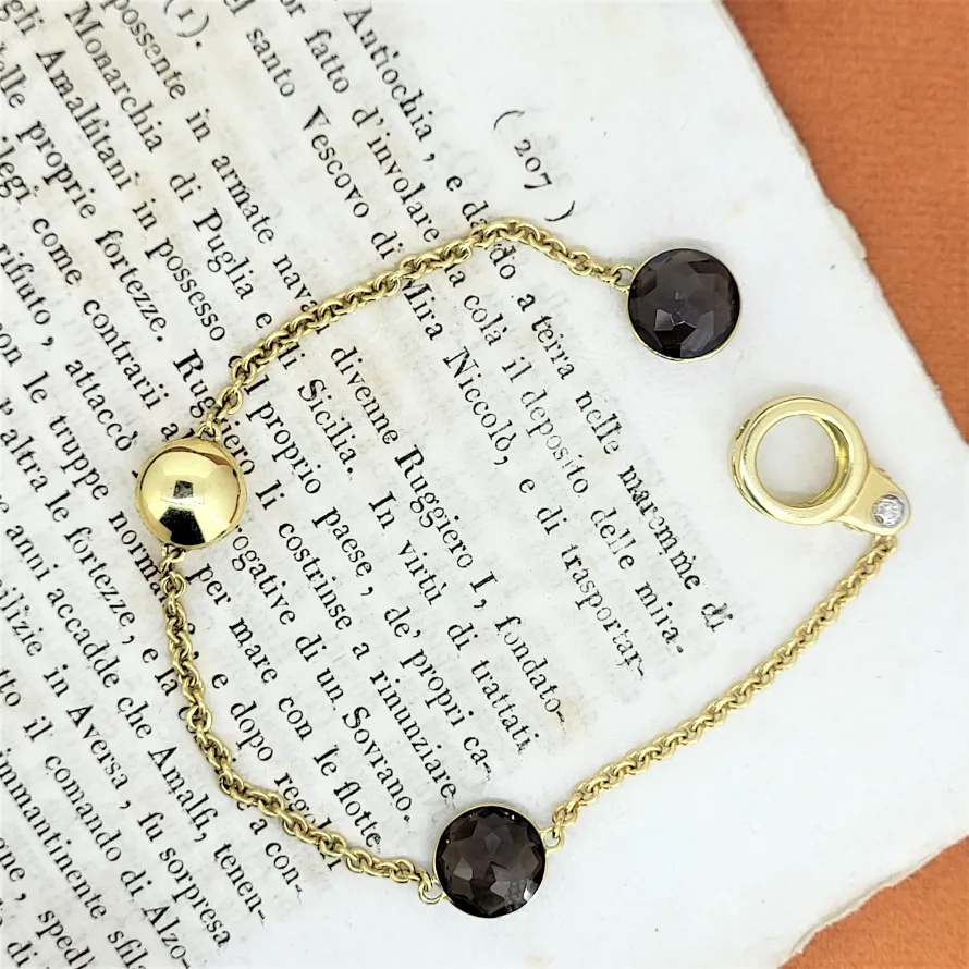 18ct Gold Bracelet with Diamond Clasp - Brown — image 2