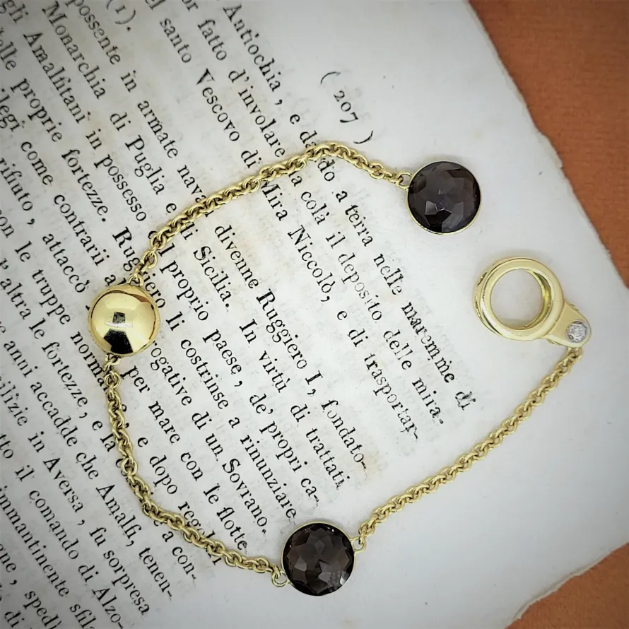 18ct Gold Bracelet with Diamond Clasp - Brown