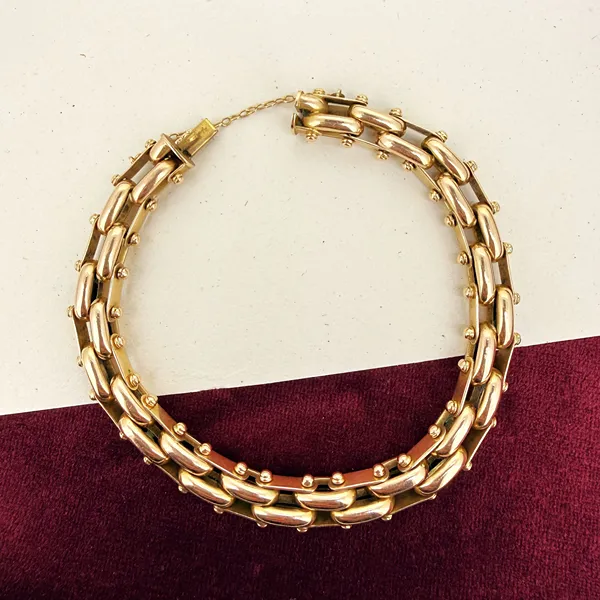 Antique 15ct Yellow Gold Articulated Bar Link Bracelet — image 3