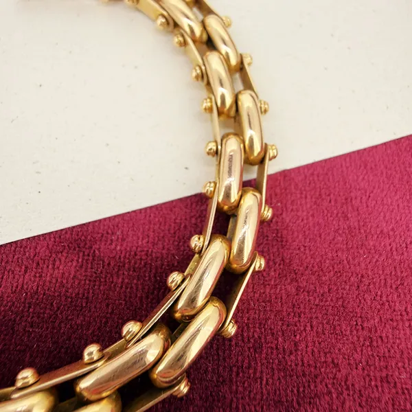 Antique 15ct Yellow Gold Articulated Bar Link Bracelet — image 5