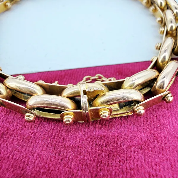 Antique 15ct Yellow Gold Articulated Bar Link Bracelet — image 6