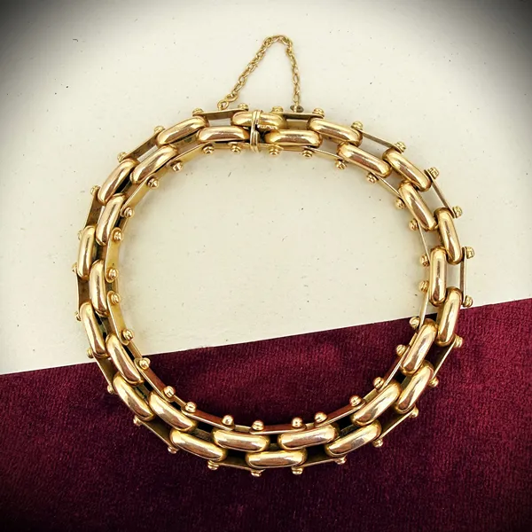 Antique 15ct Yellow Gold Articulated Bar Link Bracelet