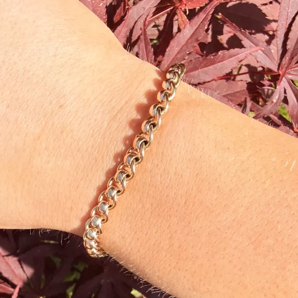 Antique 9ct Gold Rollerball Bracelet with Swivel — image 8