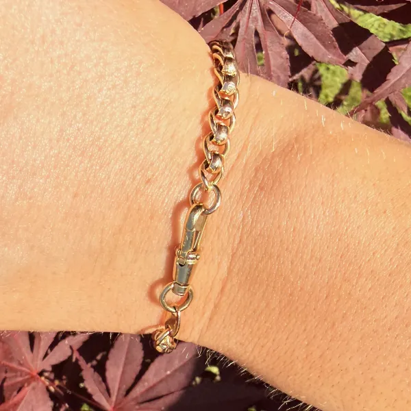 Antique 9ct Gold Rollerball Bracelet with Swivel — image 9