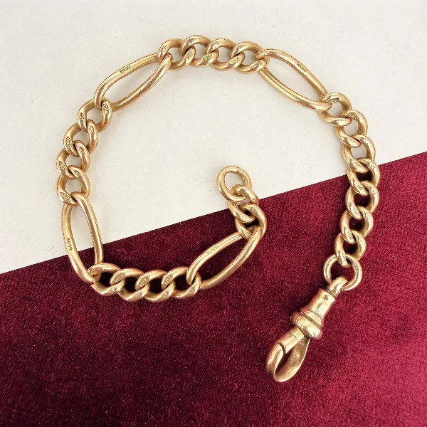 Antique 9ct Rose Gold Figaro Albert Bracelet — image 2