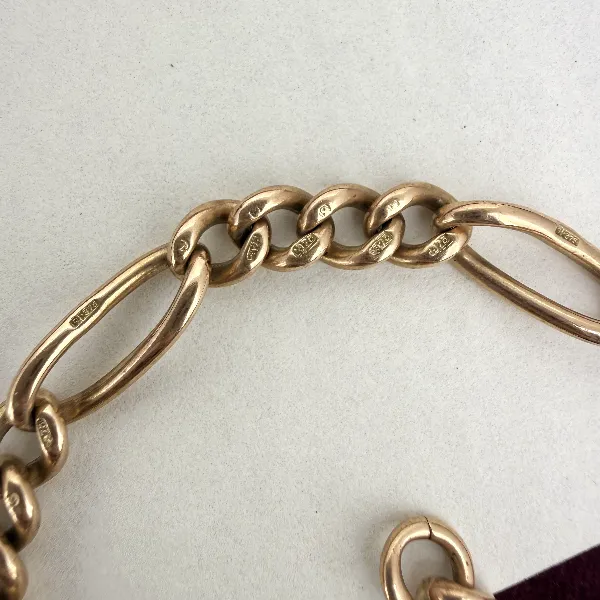 Antique 9ct Rose Gold Figaro Albert Bracelet — image 4