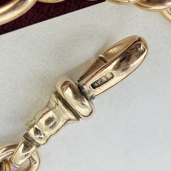 Antique 9ct Rose Gold Figaro Albert Bracelet — image 6