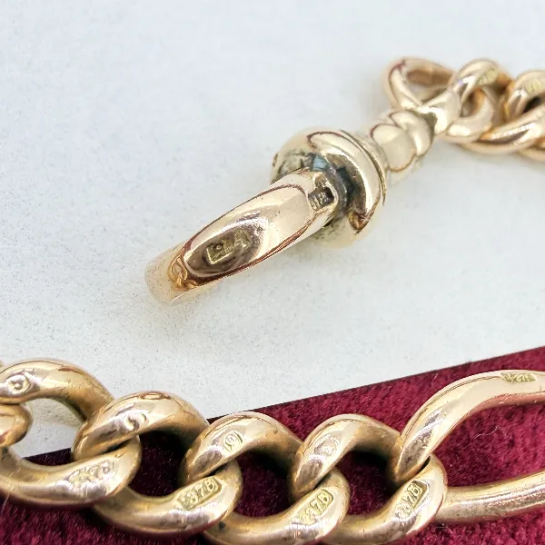 Antique 9ct Rose Gold Figaro Albert Bracelet — image 7