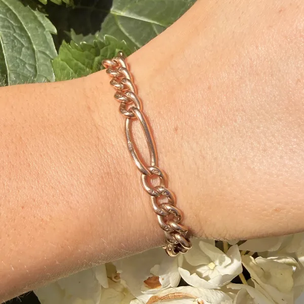 Antique 9ct Rose Gold Figaro Albert Bracelet — image 8