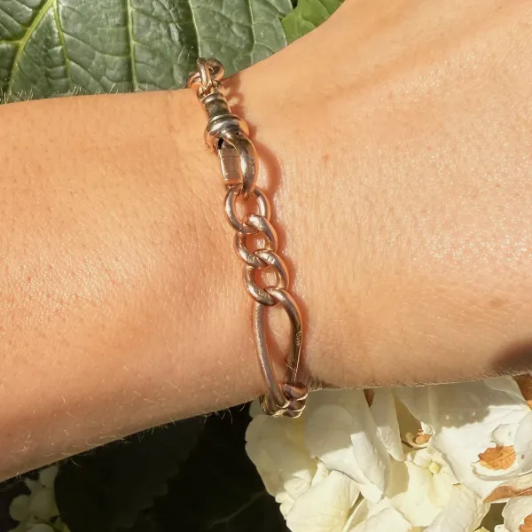 Antique 9ct Rose Gold Figaro Albert Bracelet — image 9