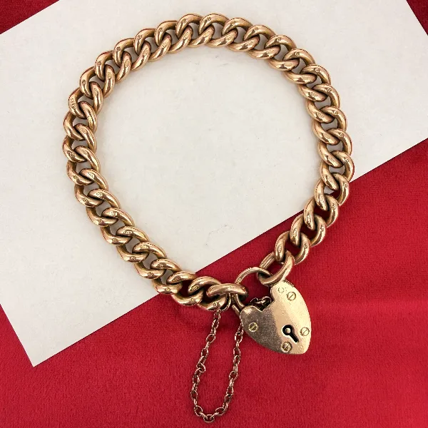 Antique 9ct Rose Gold Heavy Charm Bracelet — image 2