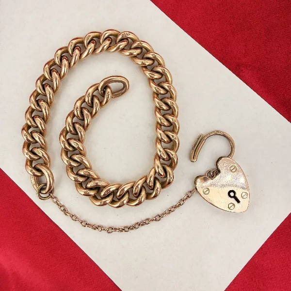 Antique 9ct Rose Gold Heavy Charm Bracelet — image 3