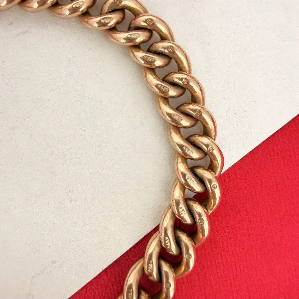 Antique 9ct Rose Gold Heavy Charm Bracelet — image 4