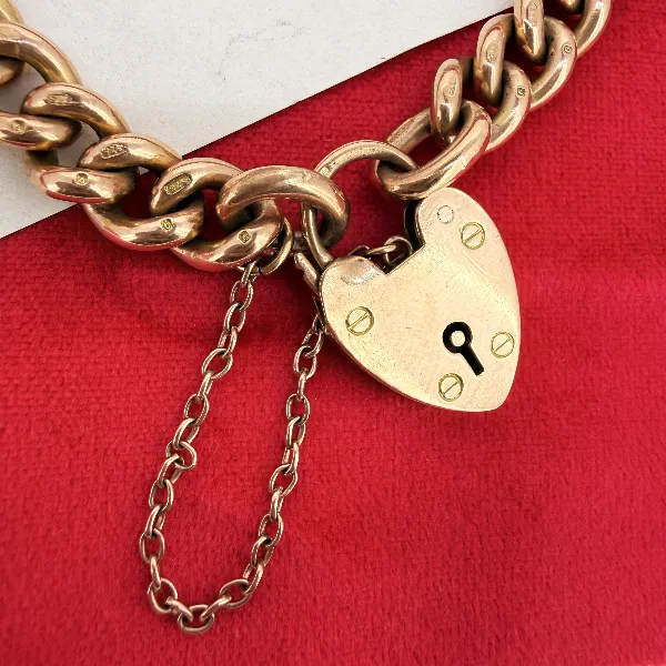 Antique 9ct Rose Gold Heavy Charm Bracelet — image 5