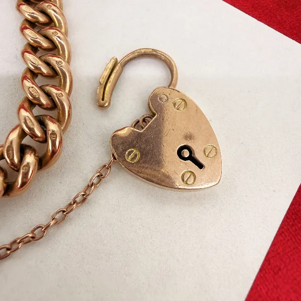Antique 9ct Rose Gold Heavy Charm Bracelet — image 6