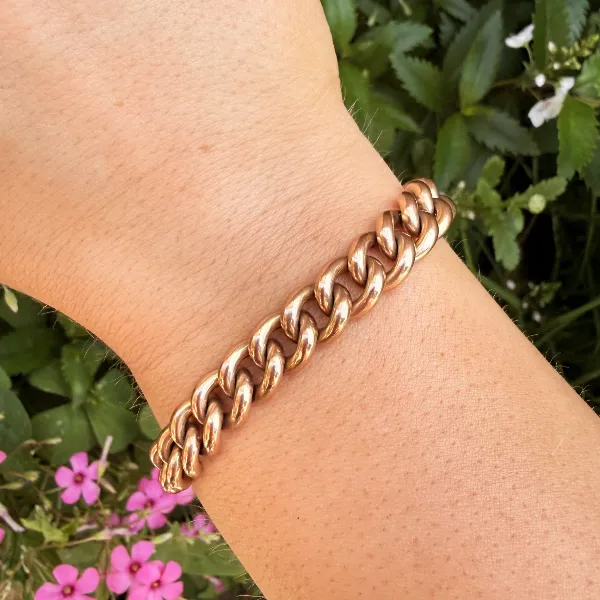 Antique 9ct Rose Gold Heavy Charm Bracelet — image 9
