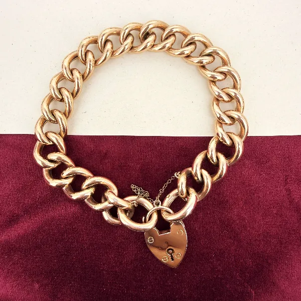 Antique 9ct Rose Gold Hollow Charm Bracelet — image 2