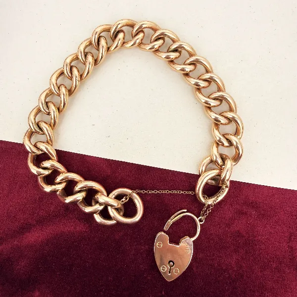Antique 9ct Rose Gold Hollow Charm Bracelet — image 3