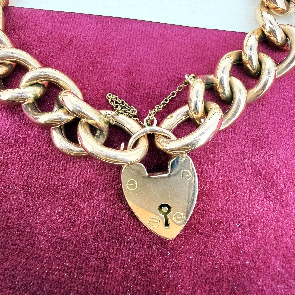 Antique 9ct Rose Gold Hollow Charm Bracelet — image 4