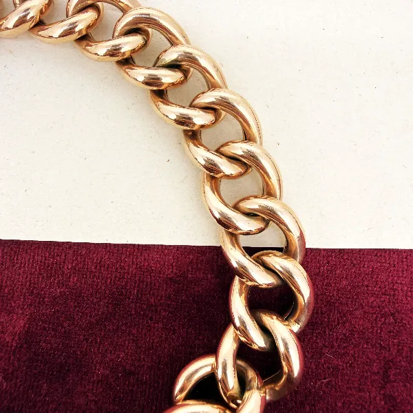 Antique 9ct Rose Gold Hollow Charm Bracelet — image 7