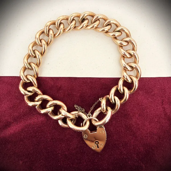 Antique 9ct Rose Gold Hollow Charm Bracelet