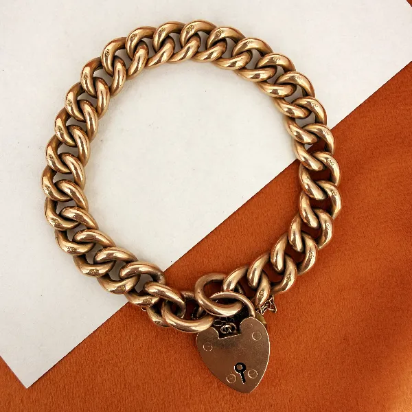 Edwardian 9ct Rose Gold Charm Bracelet, Birmingham 1909 — image 2